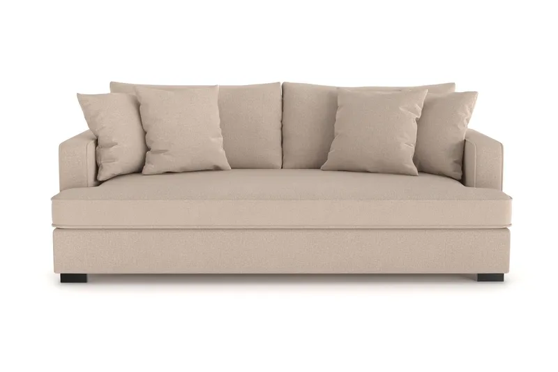 Rossita 3-sits Djup Soffa med hel dyna i Tyg - Beige — Scandinavian Choice