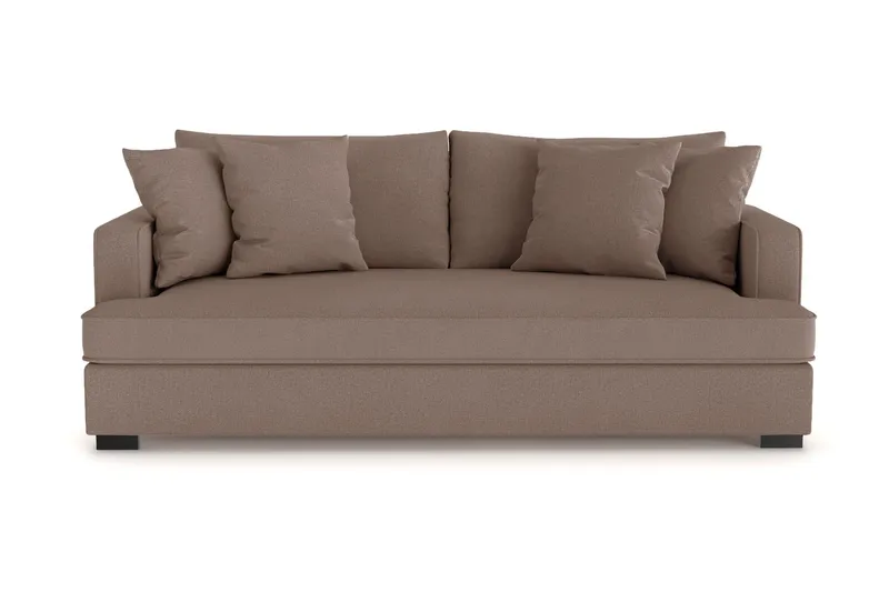 Rossita 3-sits Djup Soffa med hel dyna i Tyg - Brun — Scandinavian Choice