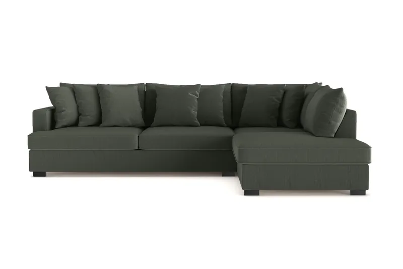 Rossita 4-sits Högervänd L-formad Djup Schäslongsoffa i Manchester - Mörkgrön — Scandinavian Choice