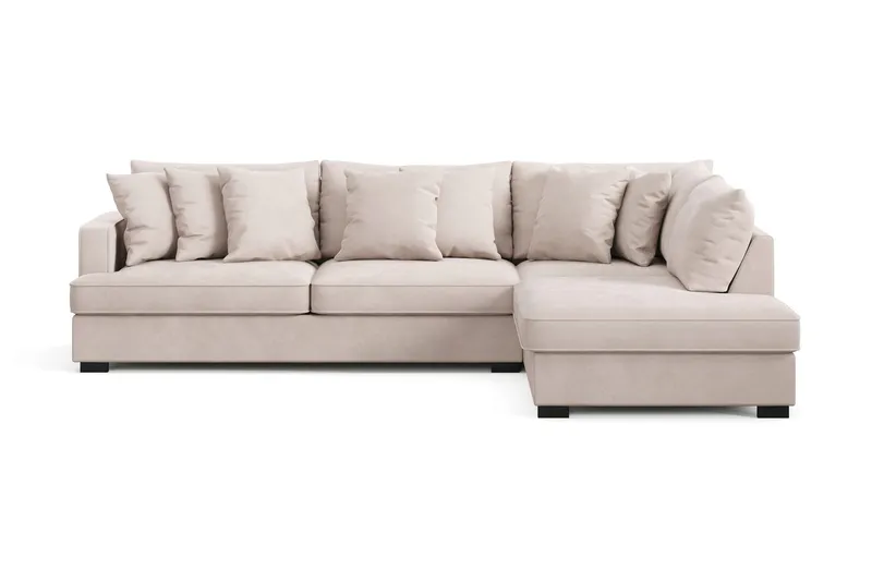 Rossita 4-sits Högervänd L-formad Djup Schäslongsoffa i Sammet - Beige — Scandinavian Choice