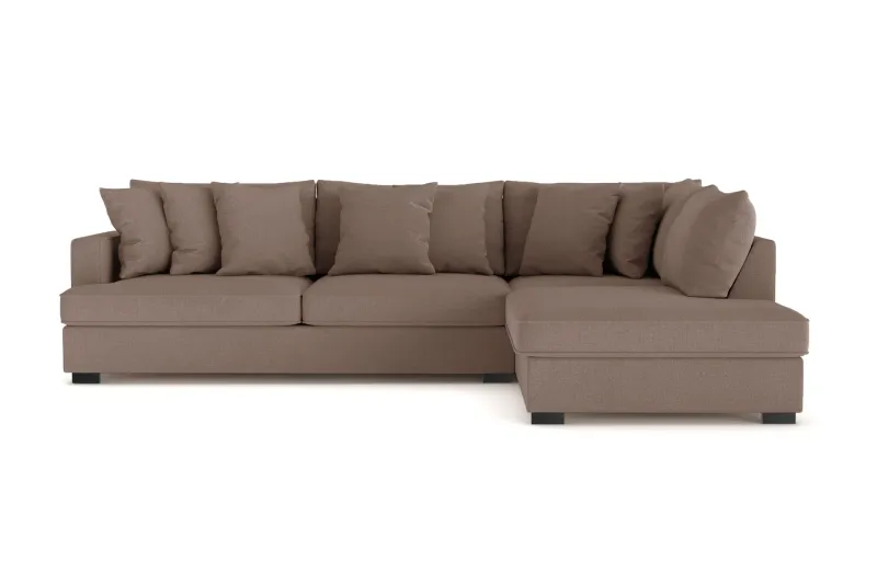 Rossita 4-sits Högervänd L-formad Djup Schäslongsoffa i Tyg - Brun (Art.nr 3098303) — Scandinavian Choice