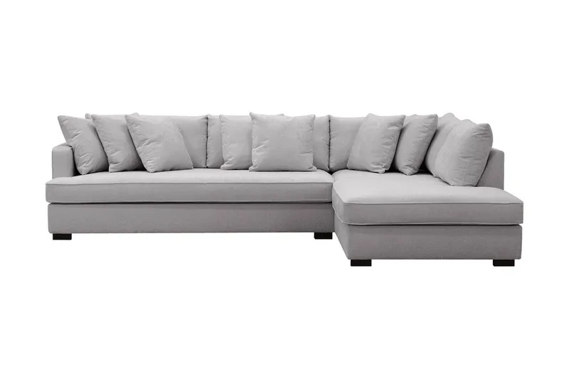 Rossita 4-sits Högervänd L-formad Djup Schäslongsoffa med Hel dyna i Chenille - Grå — Scandinavian Choice