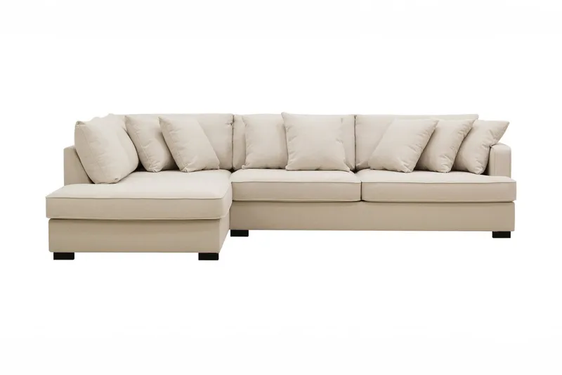 Rossita 4-sits Vänstervänd L-formad Djup Schäslongsoffa i Bouclé - Ljus Beige — Scandinavian Choice