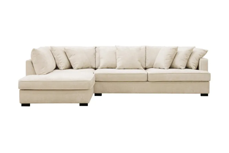 Rossita 4-sits Vänstervänd L-formad Djup Schäslongsoffa i Chenille - Beige — Scandinavian Choice