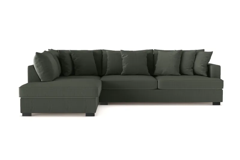 Rossita 4-sits Vänstervänd L-formad Djup Schäslongsoffa i Manchester - Mörkgrön — Scandinavian Choice