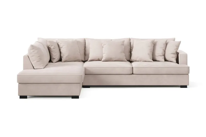 Rossita 4-sits Vänstervänd L-formad Djup Schäslongsoffa i Sammet - Beige — Scandinavian Choice