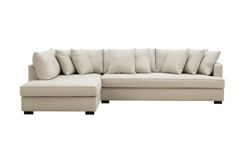 Rossita 4-sits Vänstervänd L-formad Djup Schäslongsoffa med Hel dyna i Tyg - Beige — Scandinavian Choice