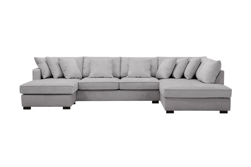Rossita 5-sits Högervänd U-formad Djup Soffa med Divan och Schäslong i Chenille - Grå — Scandinavian Choice