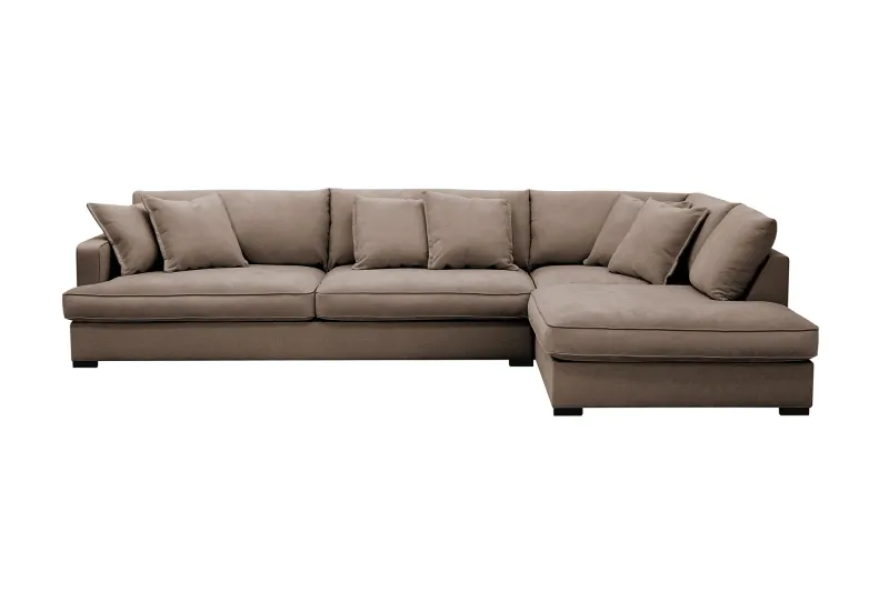 Rossita Lyx 4-sits Extra djup Soffa med Schäslong Höger - Brun Tyg (Art.nr 3108697) — Scandinavian Choice