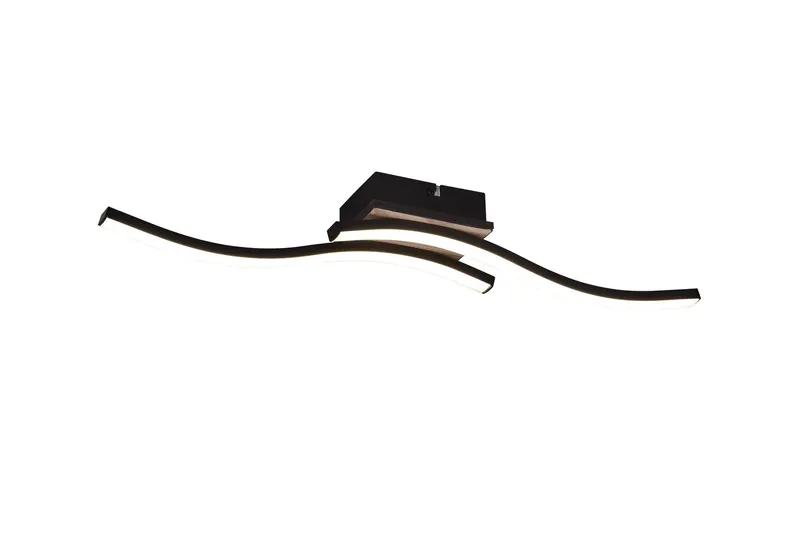 Route LED Taklampa 2L mattsvart/ trä - Matt svart/Trä — Trio Lighting