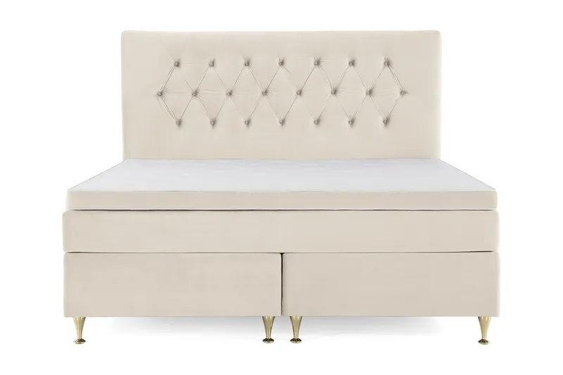 Royal Velvet Komplett Sängpaket 160x200 cm - Beige med låga guldben — Beige med låga guldben