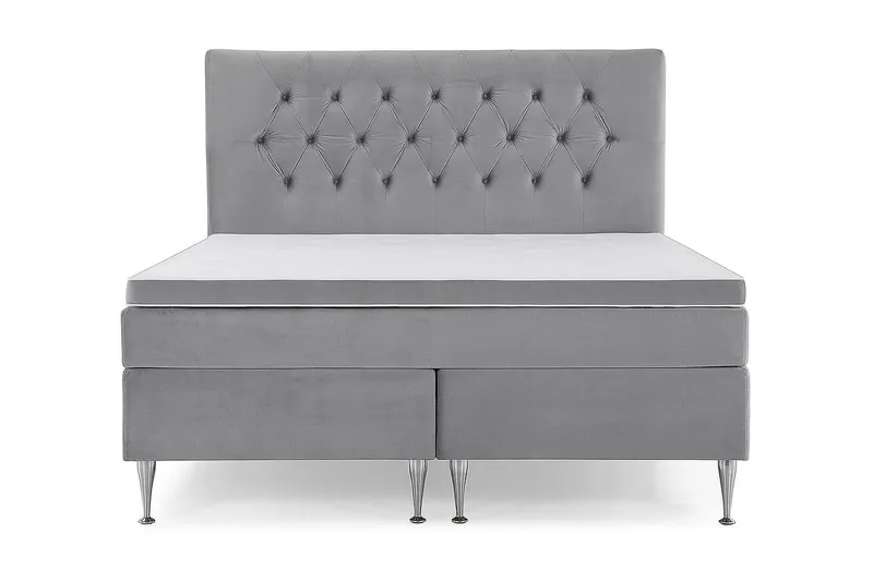 Royal Velvet Komplett Sängpaket 160x200 cm - Ljusgrå med Höga Silverben — Ljusgrå med Höga Silverben