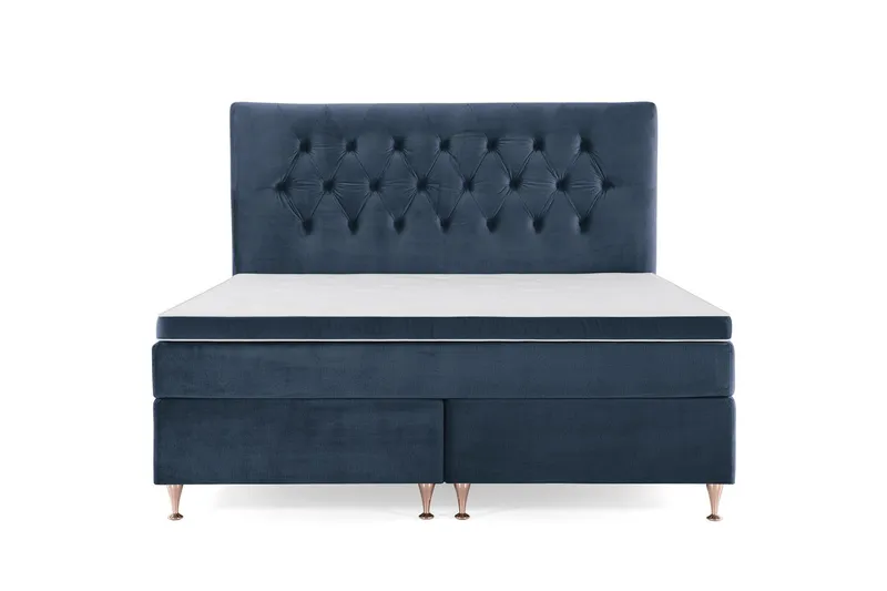 Royal Velvet Komplett Sängpaket 160x200 cm - Mörkblå med Låga Rosében — Mörkblå med Låga Rosében