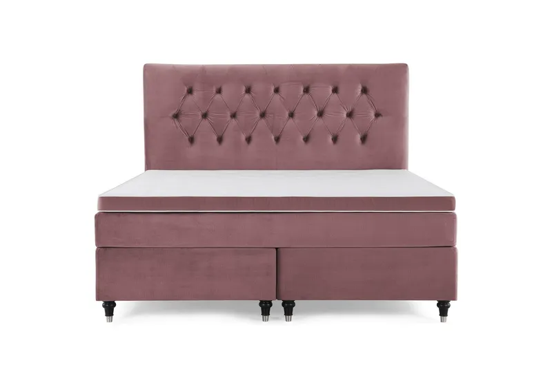 Royal Velvet Komplett Sängpaket 160x200 cm - Rosa med Svarvade ben — Rosa med Svarvade ben