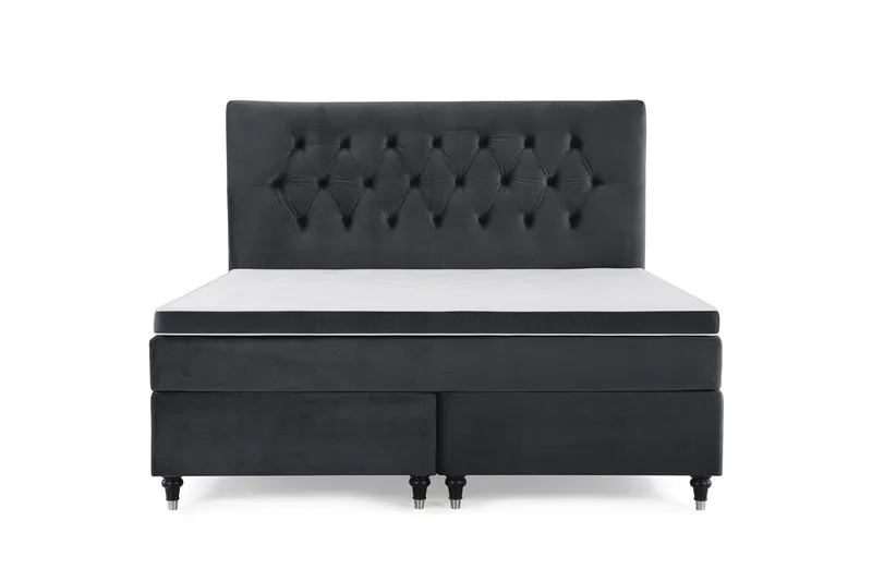 Royal Velvet Komplett Sängpaket 160x200 cm - Svart med Svarvade Ben — Svart med Svarvade Ben