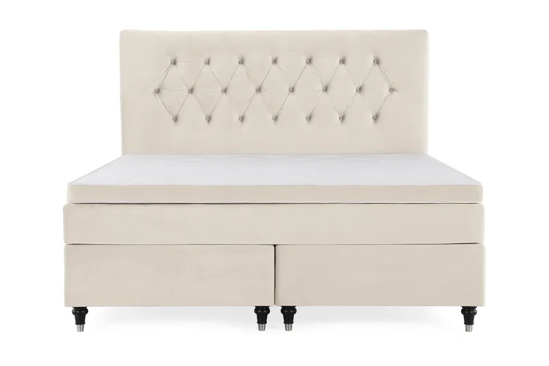 Royal Velvet Komplett Sängpaket 180x200 cm - Beige med svarta svarvade ben — Beige med svarta svarvade ben