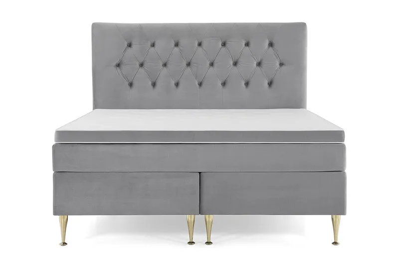Royal Velvet Komplett Sängpaket 180x200 cm - Ljusgrå med Höga Guldben — Ljusgrå med Höga Guldben