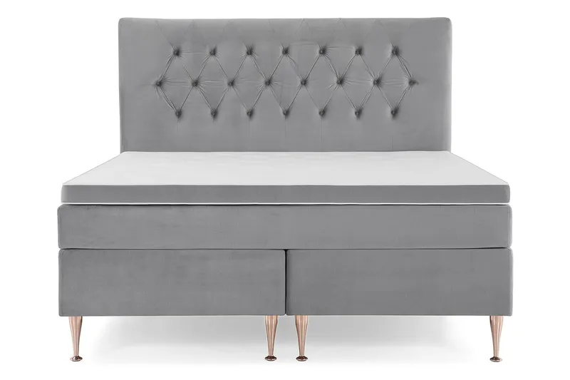 Royal Velvet Komplett Sängpaket 180x200 cm - Ljusgrå med Höga Rosében — Ljusgrå med Höga Rosében