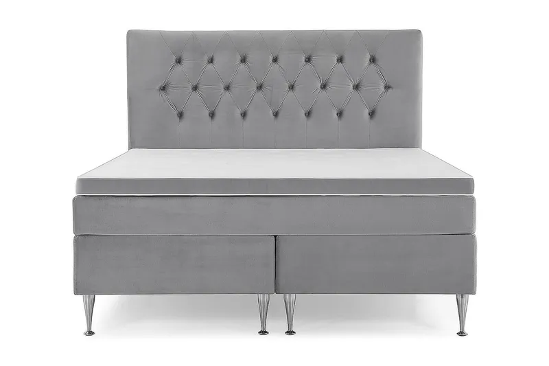 Royal Velvet Komplett Sängpaket 180x200 cm - Ljusgrå med Höga Silverben — Ljusgrå med Höga Silverben