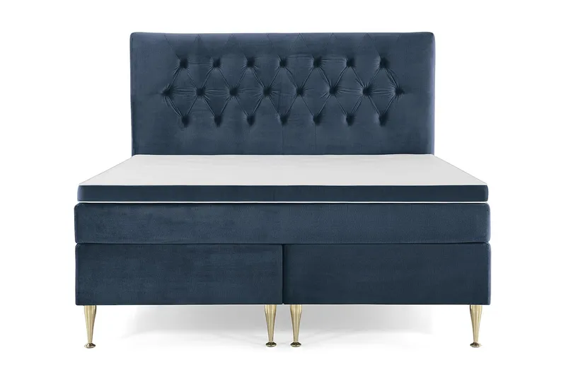 Royal Velvet Komplett Sängpaket 180x200 cm - Mörkblå med Höga Guldben — Mörkblå med Höga Guldben