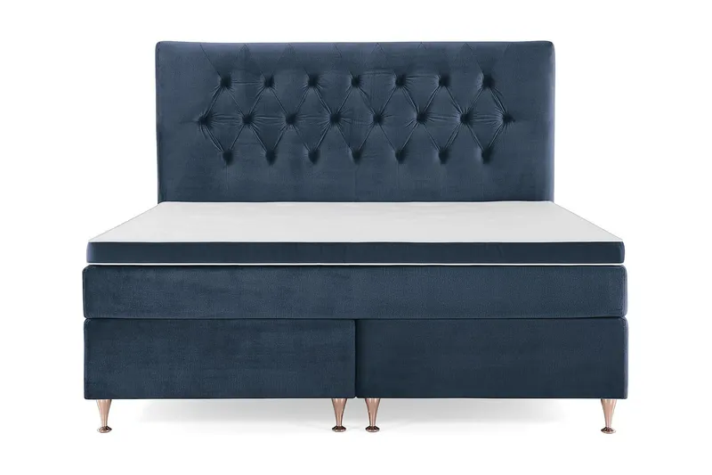 Royal Velvet Komplett Sängpaket 180x200 cm - Mörkblå med Låga Rosében — Mörkblå med Låga Rosében