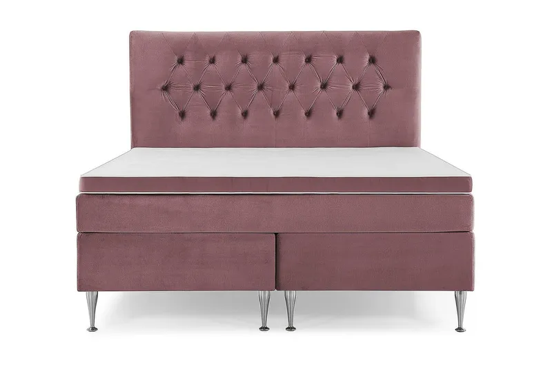Royal Velvet Komplett Sängpaket 180x200 cm - Rosa med Höga Silverben — Rosa med Höga Silverben