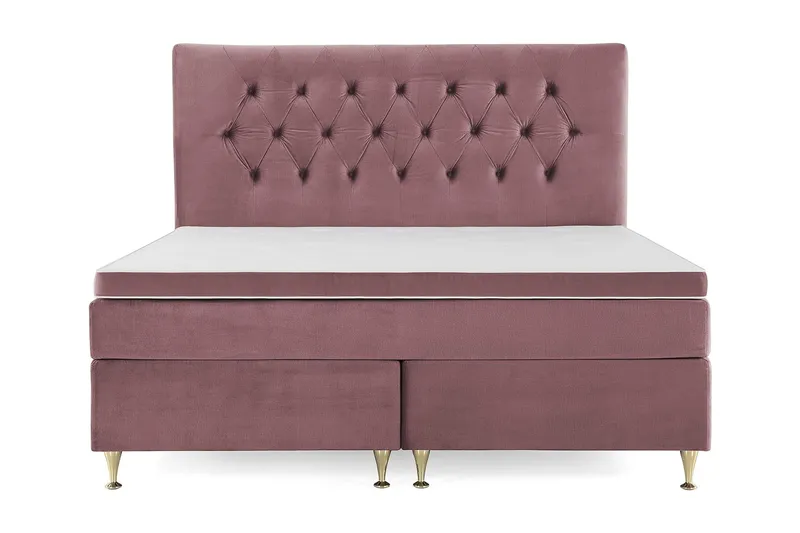 Royal Velvet Komplett Sängpaket 180x200 cm - Rosa med Låga Guldben — Rosa med Låga Guldben