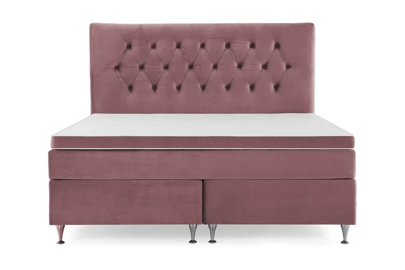 Royal Velvet Komplett Sängpaket 180x200 cm - Rosa med Låga Silverben — Rosa med Låga Silverben
