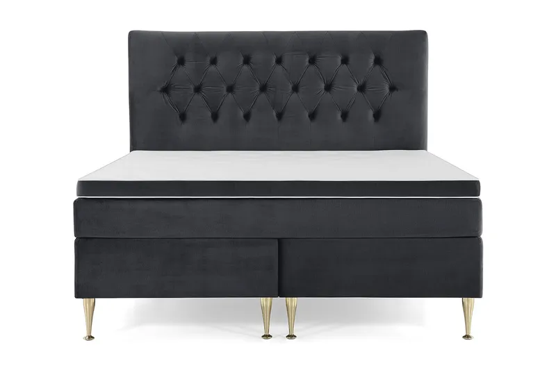Royal Velvet Komplett Sängpaket 180x200 cm - Svart med Höga Guldben — Svart med Höga Guldben
