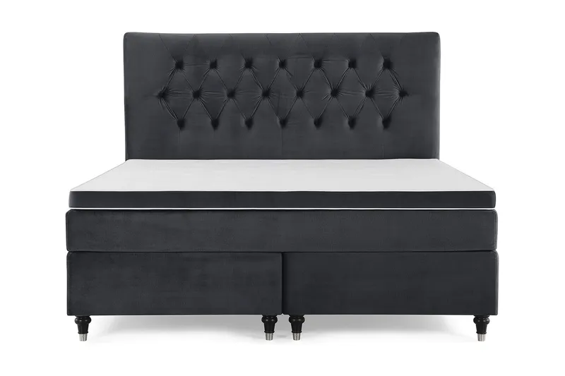 Royal Velvet Komplett Sängpaket 180x200 cm - Svart med Svarvade Ben — Svart med Svarvade Ben