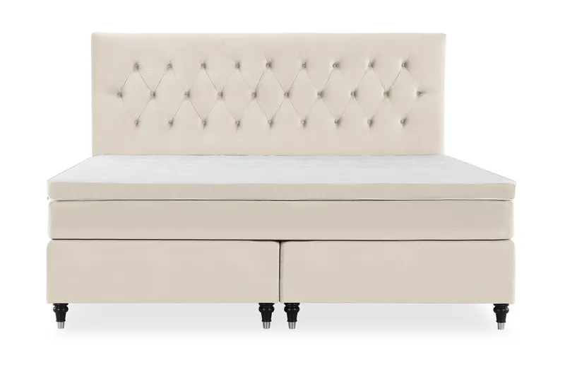 Royal Velvet Komplett Sängpaket 210x210 cm - Beige med svarta svarvade ben — Beige med svarta svarvade ben