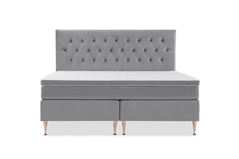 Royal Velvet Komplett Sängpaket 210x210 cm - Ljusgrå med Höga Rosében — Ljusgrå med Höga Rosében