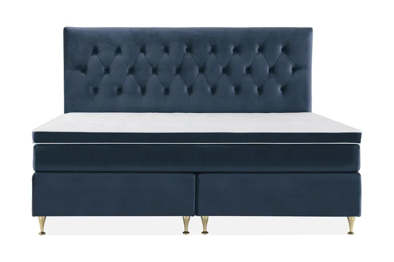 Royal Velvet Komplett Sängpaket 210x210 cm - Mörkblå med Låga Guldben — Mörkblå med Låga Guldben