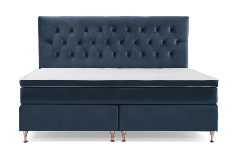 Royal Velvet Komplett Sängpaket 210x210 cm - Mörkblå med Låga Rosében — Mörkblå med Låga Rosében
