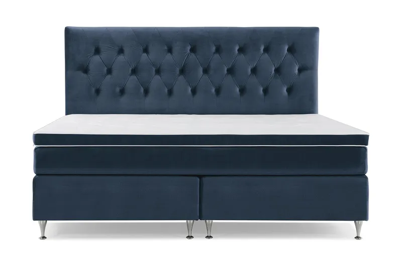 Royal Velvet Komplett Sängpaket 210x210 cm - Mörkblå med Låga Silverben — Mörkblå med Låga Silverben