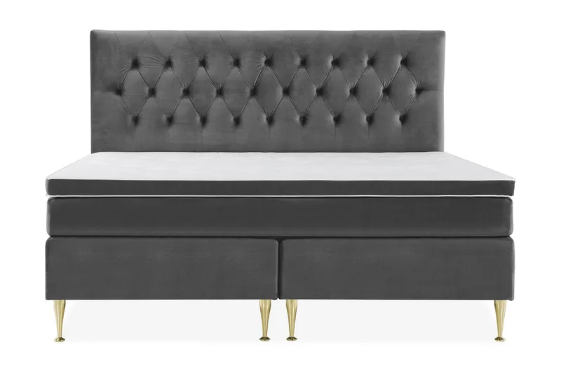 Royal Velvet Komplett Sängpaket 210x210 cm - Mörkgrå med Höga Guldben — Mörkgrå med Höga Guldben