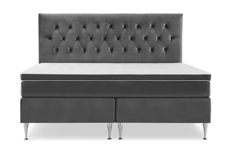 Royal Velvet Komplett Sängpaket 210x210 cm - Mörkgrå med Höga Silverben — Mörkgrå med Höga Silverben