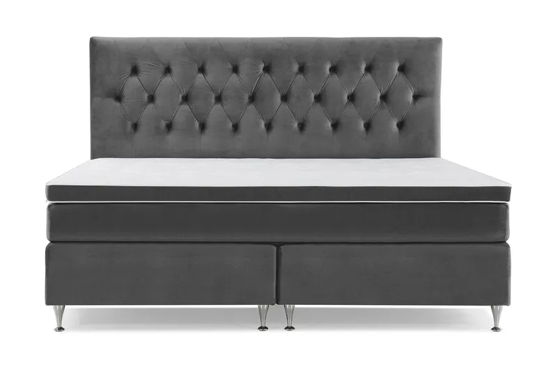 Royal Velvet Komplett Sängpaket 210x210 cm - Mörkgrå med Låga Silverben — Mörkgrå med Låga Silverben