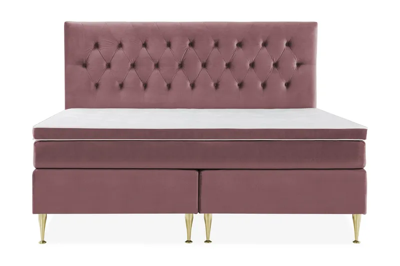 Royal Velvet Komplett Sängpaket 210x210 cm - Rosa med Höga Guldben — Rosa med Höga Guldben