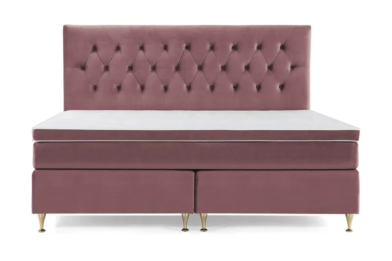 Royal Velvet Komplett Sängpaket 210x210 cm - Rosa med Låga Guldben — Rosa med Låga Guldben