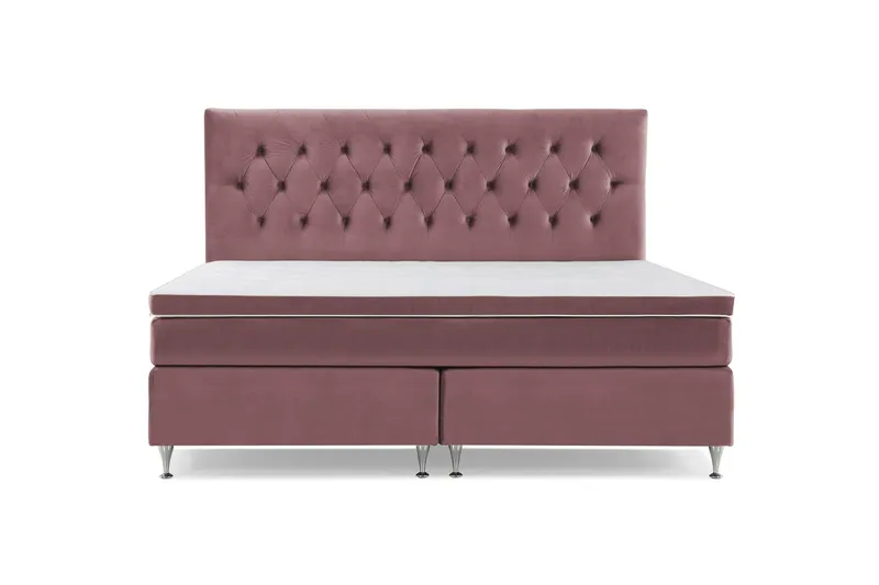 Royal Velvet Komplett Sängpaket 210x210 cm - Rosa med Låga Silverben — Rosa med Låga Silverben