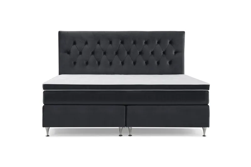 Royal Velvet Komplett Sängpaket 210x210 cm - Svart med Låga Silverben — Svart med Låga Silverben