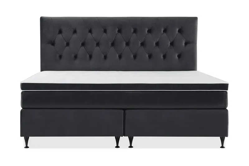Royal Velvet Komplett Sängpaket 210x210 cm - Svart med Låga Svarta Ben — Svart med Låga Svarta Ben