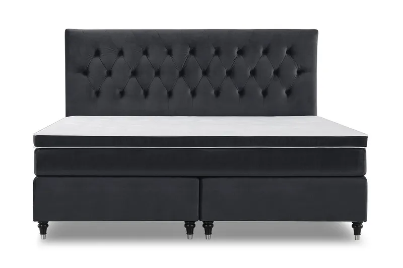 Royal Velvet Komplett Sängpaket 210x210 cm - Svart med Låga Svarvade Ben — Svart med Låga Svarvade Ben