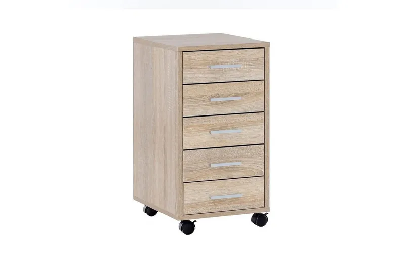 Rullkontejner Wohnling 5 lådor med hjul, folierad spånskiva, modern stil Sonoma - Sonoma — Wohnling