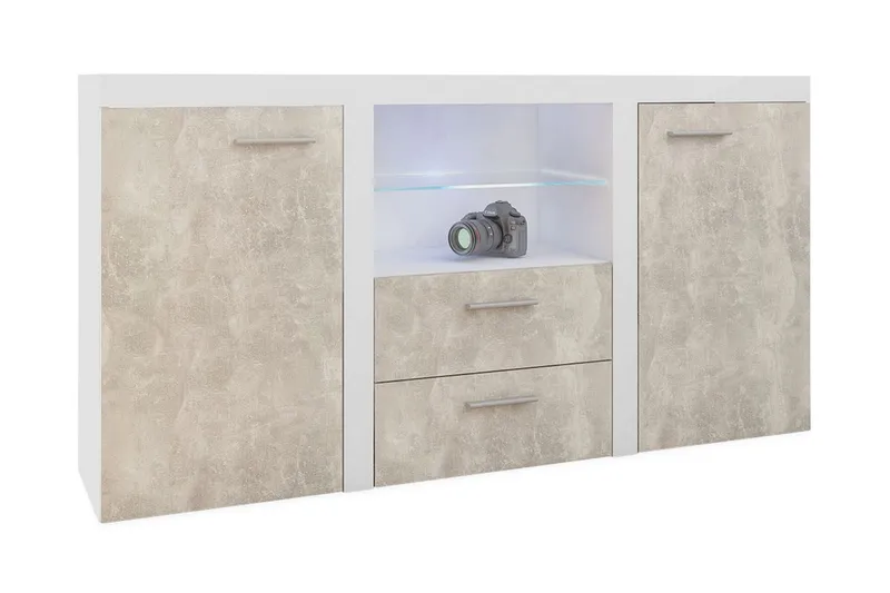 Rumba Skänk 157x40x81 cm - Vit/Betong — Concept 55