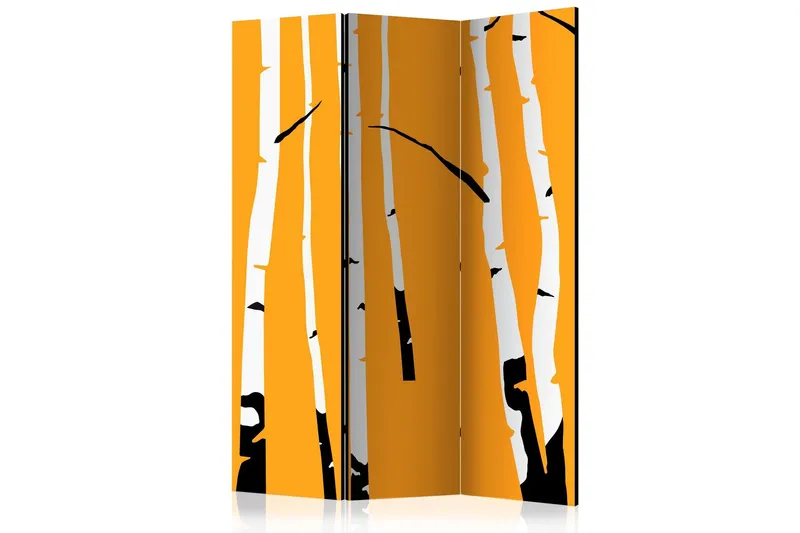 Rumsavdelare Birches on the Orange Background 135x172 cm - Artgeist sp. z o. o. — Artgeist sp. z o. o.