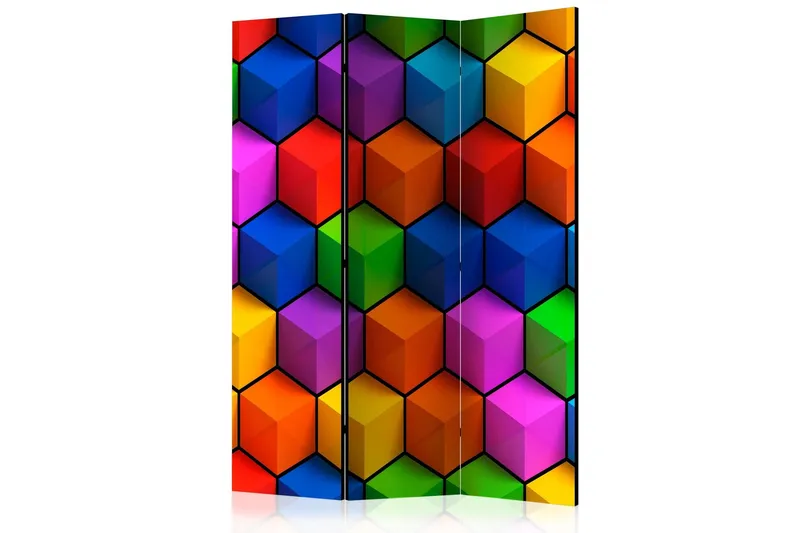 Rumsavdelare Colorful Geometric Boxes 135x172 cm - Artgeist sp. z o. o. — Artgeist sp. z o. o.