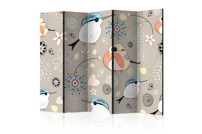 Rumsavdelare Natural Pattern with Birds II 225x172 cm - Artgeist sp. z o. o. — Artgeist sp. z o. o.