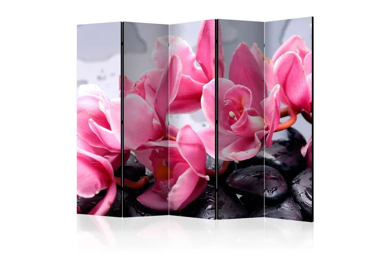 Rumsavdelare - Orchid flowers with zen stones II 225x172 - Artgeist sp. z o. o. — Artgeist sp. z o. o.